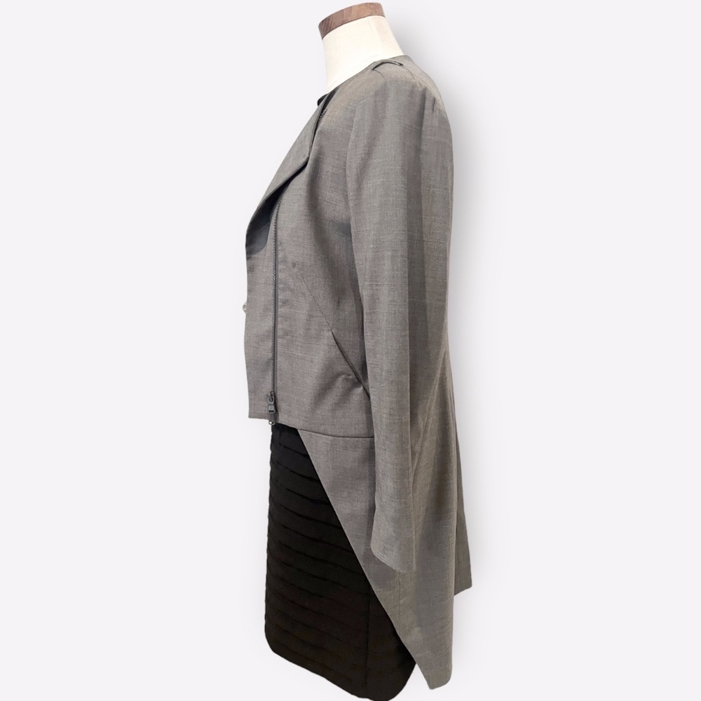 Brunello Cucinelli Moto High Low Wool Silk Grey Blazer Italy Size 42/US 6